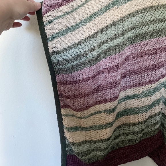 Two by Vince Camuto Striped Knit Poncho Bohemian Chic Fall Purple/Green Sz Small - Picture 7 of 10